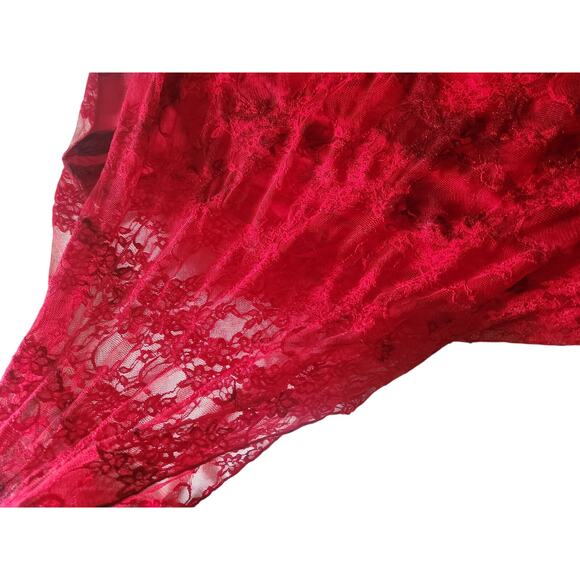 Women's Sheer Rhinestone Whimsygoth Blouse Red Black size Medium - Picture 3 of 3